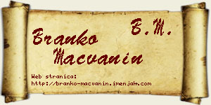 Branko Mačvanin vizit kartica
